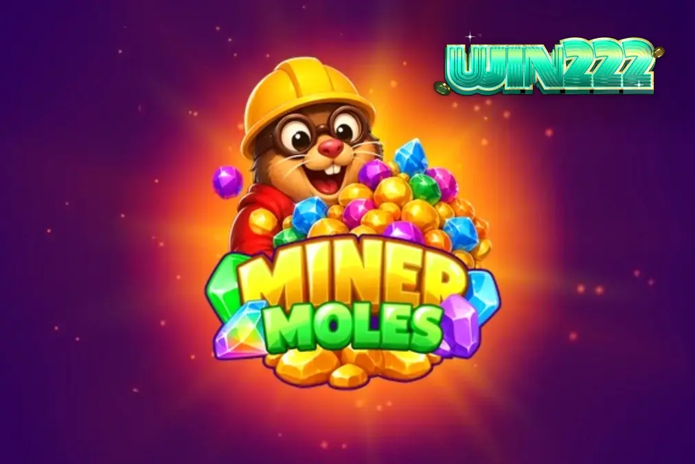 Personagens toupeiras minerando cristais em um ambiente de jogo colorido